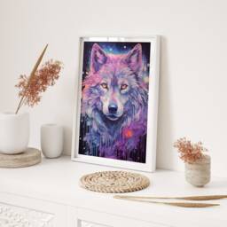 Monochrome Wolf Illustration Art Print Black White Animal Home Decor Rustic Woodland Wall Gift - thumbnail 2