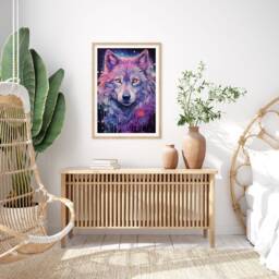 Monochrome Wolf Illustration Art Print Black White Animal Home Decor Rustic Woodland Wall Gift - thumbnail 3