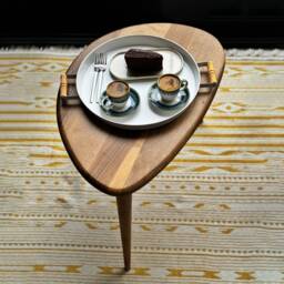 Walnut Nesting Coffee Table Set Mid Century Modern Pebble Tables For Living Room - thumbnail 3