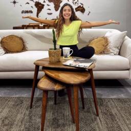 Walnut Nesting Coffee Table Set Mid Century Modern Pebble Tables For Living Room - thumbnail 2