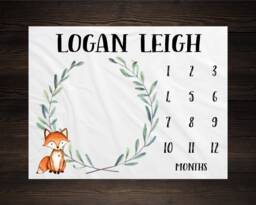 Woodland Milestone Blanket Monthly Growth Tracker Soft Fleece Fox Baby Shower Gift Newborn Watch Me Grow Boy