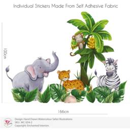 Watercolor Safari Nursery Wall Stickers Jungle Animals & Foliage - thumbnail 2