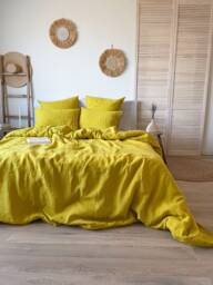 Chartreuse Linen Duvet Cover, Lightweight Flax Bedding, Organic Home Decor, Sustainable Bed - thumbnail 1