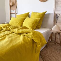 Chartreuse Linen Duvet Cover, Lightweight Flax Bedding, Organic Home Decor, Sustainable Bed - thumbnail 3
