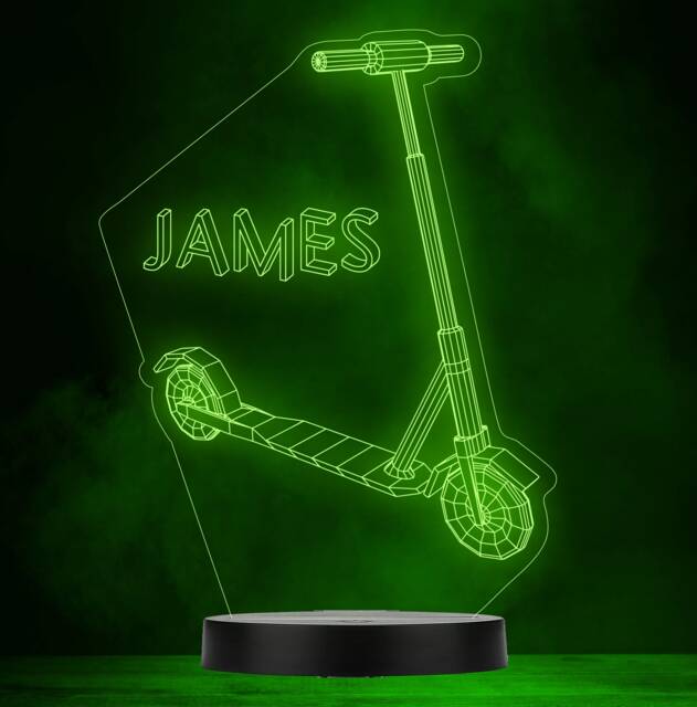 Kids Scooter Name Personalised Gift Colour Changing Led Lamp Night Light - image 1