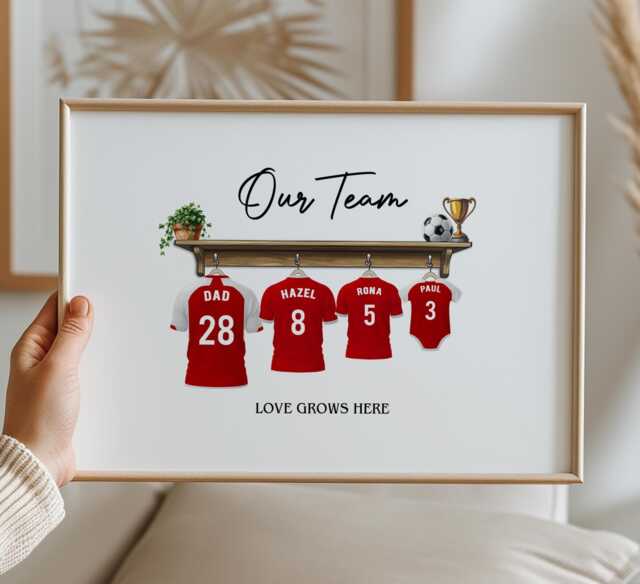 Custom Fathers Day Football Print, Family Wall Art, Gift For Grandpa, Gifts Dads, Dad - image 1