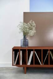 Mid-Century Sideboard, Dresser, Commode, Credenza Made Of Oak Vaneer - Teak Colour Livlo T-S09