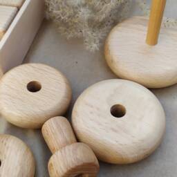 Ring Wooden Montessori Pyramid, Stacking Toy, Wooden Stacker Ring, Waldorf Toy Educational Toy - thumbnail 4