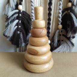 Ring Wooden Montessori Pyramid, Stacking Toy, Wooden Stacker Ring, Waldorf Toy Educational Toy - thumbnail 2