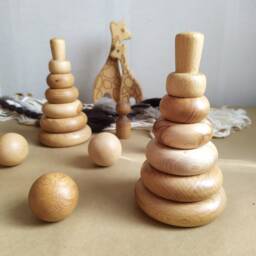Ring Wooden Montessori Pyramid, Stacking Toy, Wooden Stacker Ring, Waldorf Toy Educational Toy - thumbnail 3