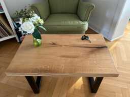 Coffee Table Coffee Side Monolith Solid Oak With Epoxy Resin Wood Vintage Loft Industrial