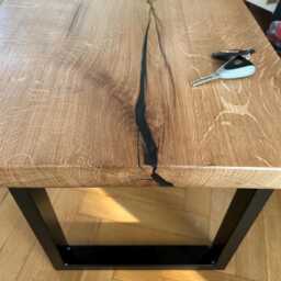 Coffee Table Coffee Side Monolith Solid Oak With Epoxy Resin Wood Vintage Loft Industrial - thumbnail 3