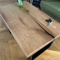 Coffee Table Coffee Side Monolith Solid Oak With Epoxy Resin Wood Vintage Loft Industrial - thumbnail 2