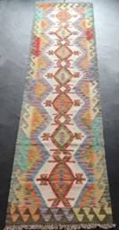 Runner Rug Tribal, Handmade Artisan Afghan Turkish Aztec Sheep Wool Kilim 294x84 cm - thumbnail 1