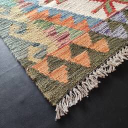Runner Rug Tribal, Handmade Artisan Afghan Turkish Aztec Sheep Wool Kilim 294x84 cm - thumbnail 2