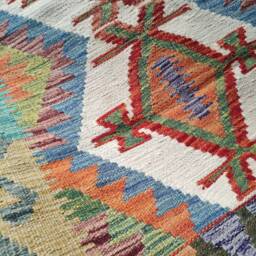 Runner Rug Tribal, Handmade Artisan Afghan Turkish Aztec Sheep Wool Kilim 294x84 cm - thumbnail 4