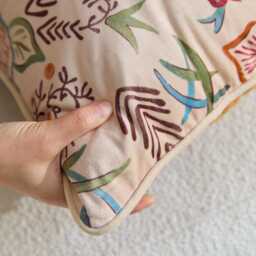 Botanical Velvet Pillow Cover, French Country Floral Chenille Cushion - thumbnail 2