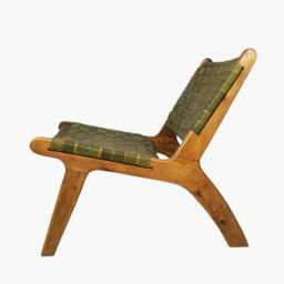New Special Price Sage Green Luxury Leather & Walnut Wood Woven Lounge Chair, Accent Handmade Armchair, Woven Leather - thumbnail 3