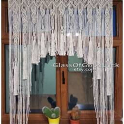 Macrame Curtain. Large Macrame, , Macrame Wall Art.macrame Fiber Art. Doorway Curtain - thumbnail 2