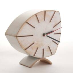 Handmade White Fuma Wood Desk Clock, 70S Retro Vintage Mantel Clock Gift - thumbnail 2