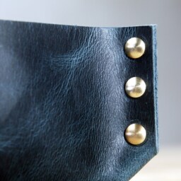 Personalized Large Black Gray Leather Tray , Blue Green Desk Organizer Tooled Caddy 3Th Anniversary Gift Ltxxcf - thumbnail 3