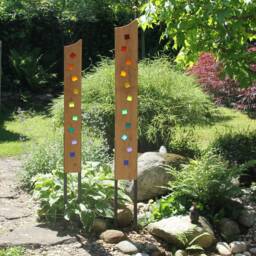 Garden Sculpture Made Of Wood & Glass. A Unique, Handmade, Weatherproof Garden Decoration - thumbnail 3
