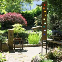 Garden Sculpture Made Of Wood & Glass. A Unique, Handmade, Weatherproof Garden Decoration - thumbnail 2