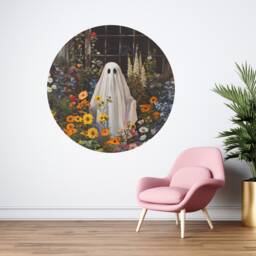 Botanical Ghost in Greenhouse Wall Sticker, Garden House Peel & Stick, Vintage Gothic Decal, Halloween Art - thumbnail 2