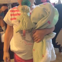 "Preppy Lime Seersucker & Embroidered Pink Flamingo Baby Blanket ""Barbie B" - thumbnail 3