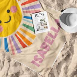 Personalized Rainbow Sun Beach Towel, Custom Colourful Towel For Kids - thumbnail 3