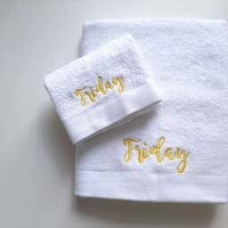 Embroidered Days Of The Week Towels 100% Cotton Hand Towel Set - thumbnail 2