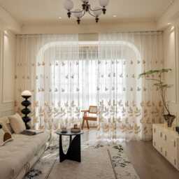 Maple Leaf Embroidered Sheer Curtain Custom Voile Net Curtains - thumbnail 3