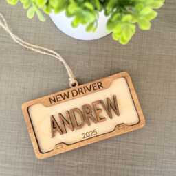 Personalized New Driver Ornament 2025 Custom License Plate Teen Gift Wood Car Driver's Christmas Gi - thumbnail 4