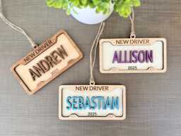 Personalized New Driver Ornament 2025 Custom License Plate Teen Gift Wood Car Driver's Christmas Gi