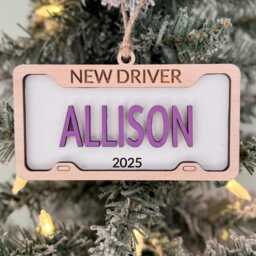 Personalized New Driver Ornament 2025 Custom License Plate Teen Gift Wood Car Driver's Christmas Gi - thumbnail 3