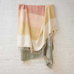 Silk Rainbow Chevron Throw, Hand Woven Blanket, Handmade Home Decor - thumbnail 2
