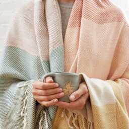 Silk Rainbow Chevron Throw, Hand Woven Blanket, Handmade Home Decor