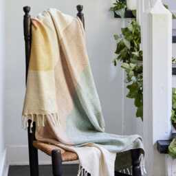 Silk Rainbow Chevron Throw, Hand Woven Blanket, Handmade Home Decor - thumbnail 3