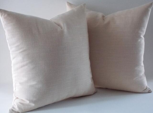 Set Of 2 Natural Linen Pillow Covers 18-Inch Throw Pillows - image 1