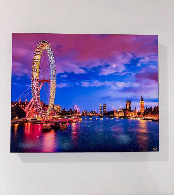 Hand-Embellished London Canvas Wall Art With Swarovski Crystals - image 1