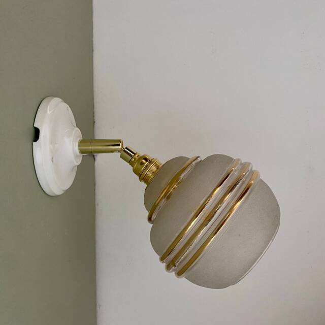 Vintage Tulip Wall Lamp in White & Gold Granite Glass - image 1