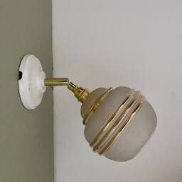 Vintage Tulip Wall Lamp in White & Gold Granite Glass