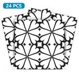 Tiles Decals Set Of 24 Black & White Home Design Decoration Wall Stickers Tile Decal Kitchen Portuguese Bkw7 - thumbnail 1