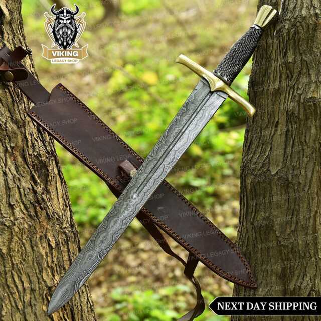 Medieval Viking Master Sword, Decorative Vi-King Sword For Wall Hanging, Custom Handmade in Damascus Steel, Gifts Christmas - image 1