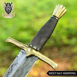Medieval Viking Master Sword, Decorative Vi-King Sword For Wall Hanging, Custom Handmade in Damascus Steel, Gifts Christmas - thumbnail 2