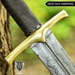 Medieval Viking Master Sword, Decorative Vi-King Sword For Wall Hanging, Custom Handmade in Damascus Steel, Gifts Christmas - thumbnail 3