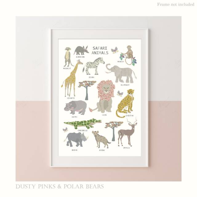 Floral Edition Safari Print - Bedroom Decor Poster Children's Prints Wall Art Liberty - image 1