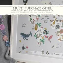 Floral Edition Safari Print - Bedroom Decor Poster Children's Prints Wall Art Liberty - thumbnail 2