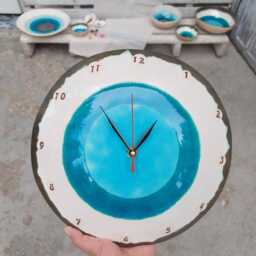 Handmade Ceramic Wall Clock - Turkish Eye Design, Blue Pottery Home Decor - thumbnail 2