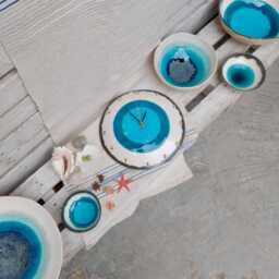 Handmade Ceramic Wall Clock - Turkish Eye Design, Blue Pottery Home Decor - thumbnail 4